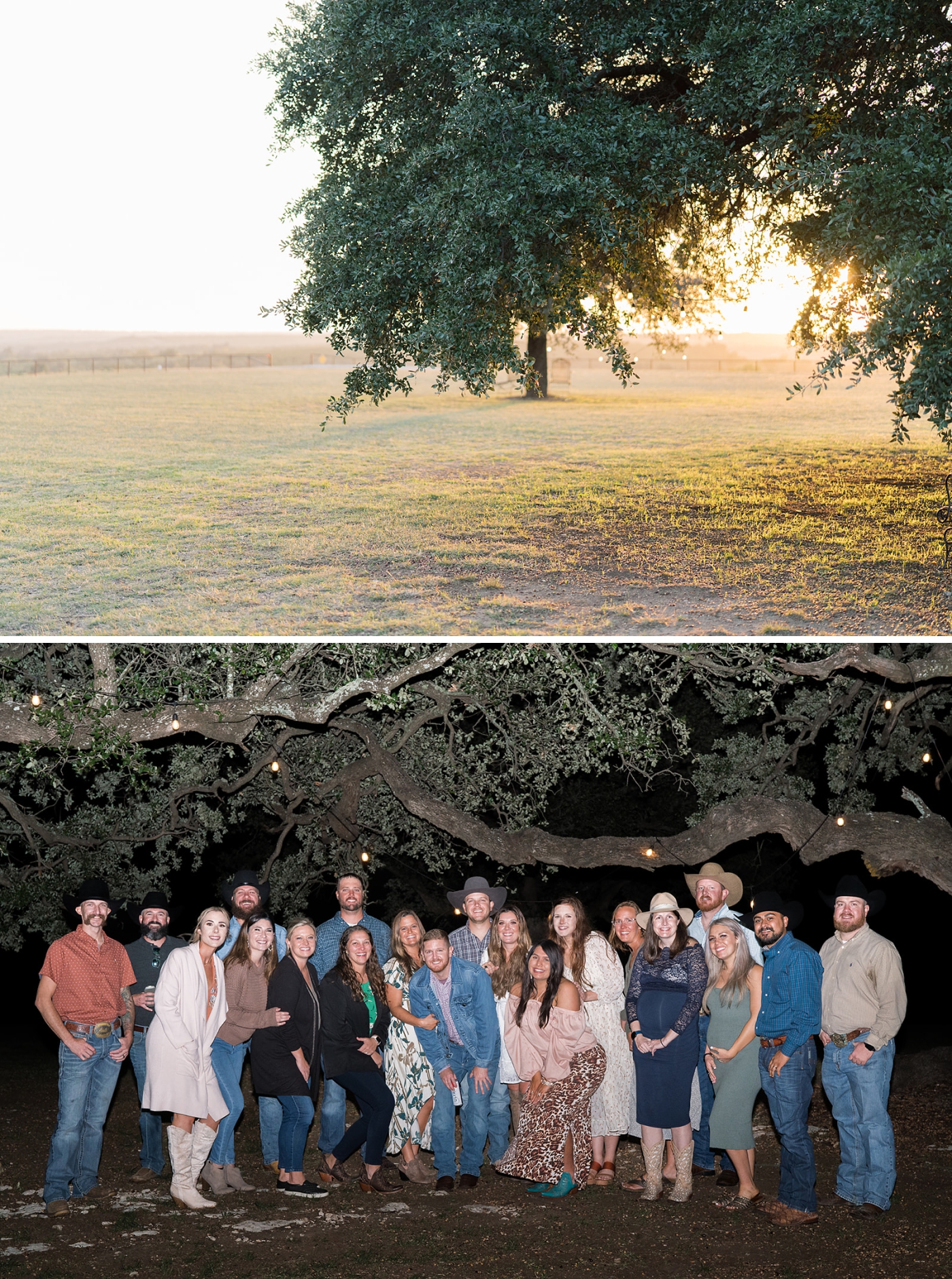 A rehearsal dinner at a wedding weekend at Diamond A Ranch, an all-inclusive wedding venue in DFW