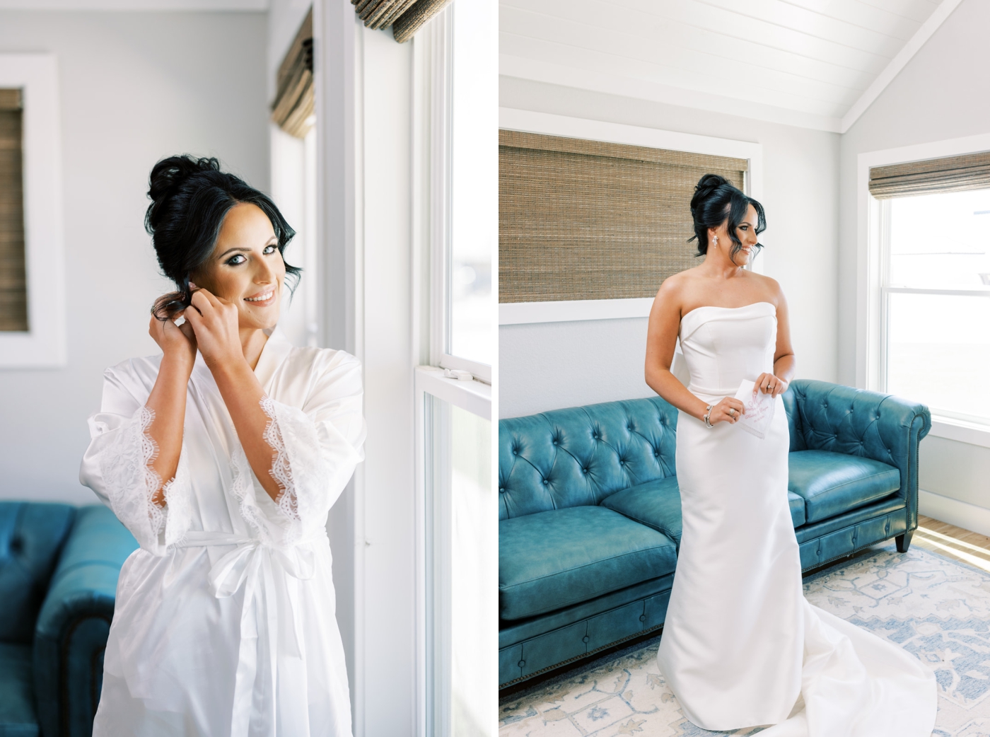A bride dresses for her wedding in a North Texas wedding venue bridal quite