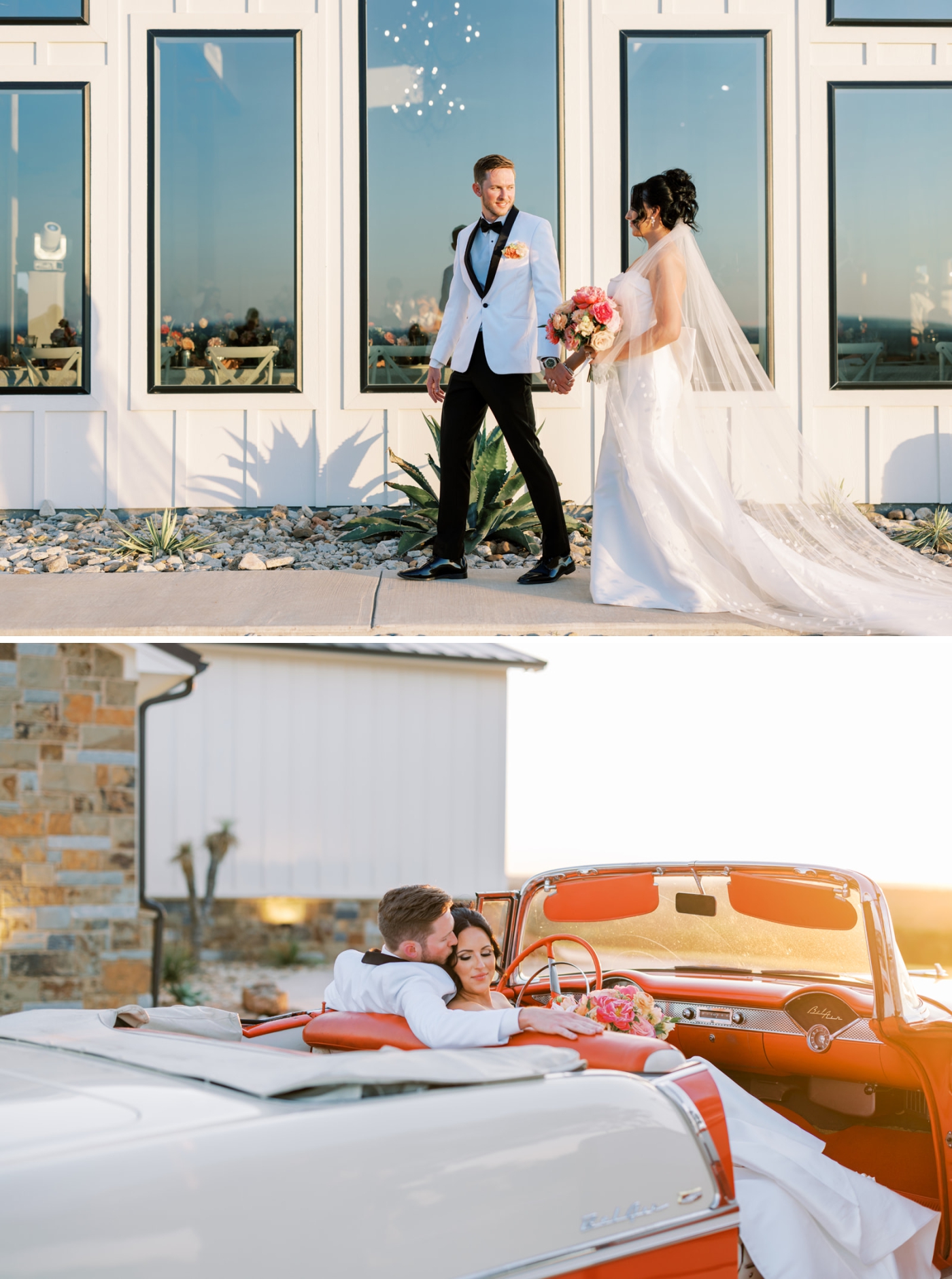 Bride and groom portraits on the grounds at the Diamond A Ranch