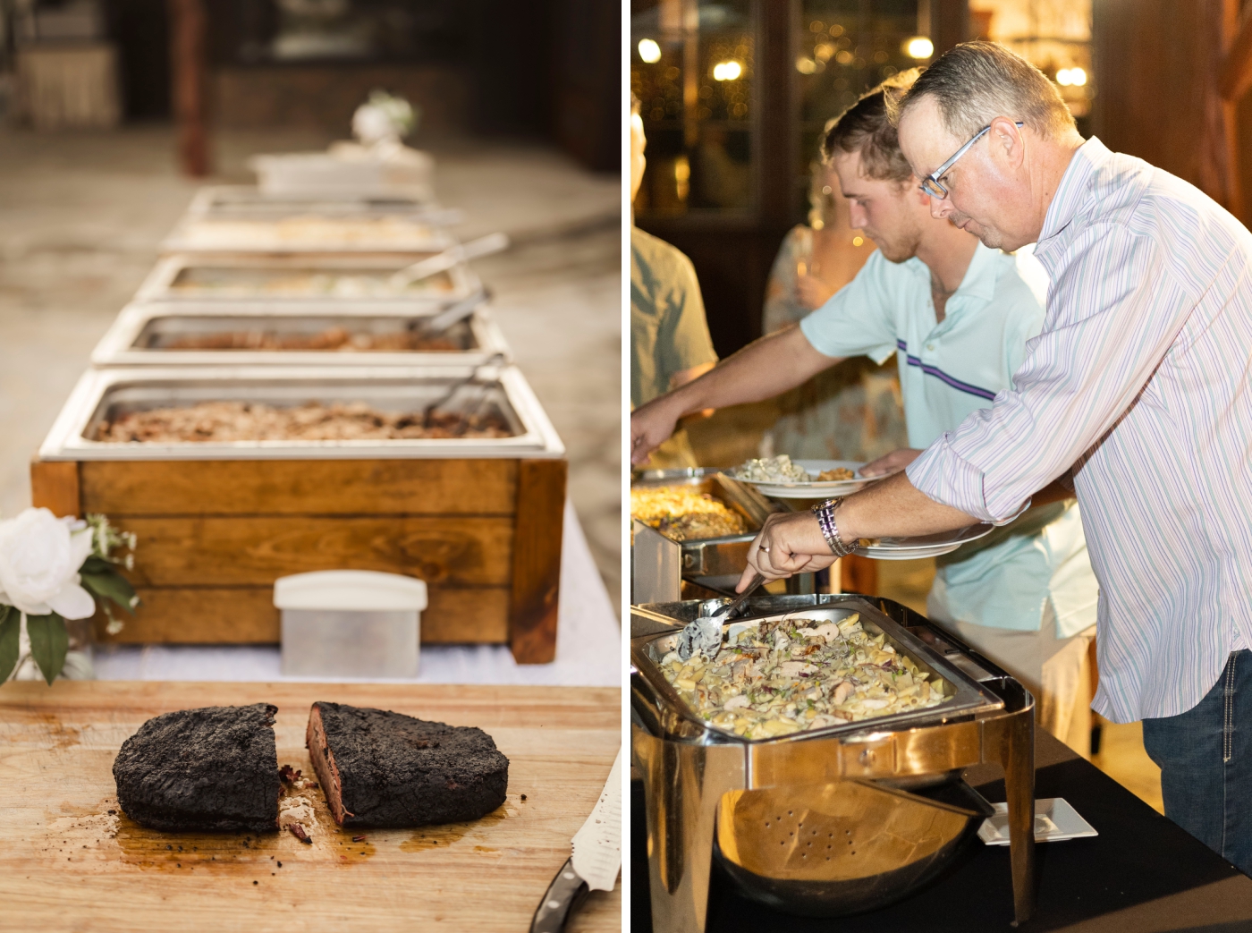 A buffet style meal for a large family reunion in Texas