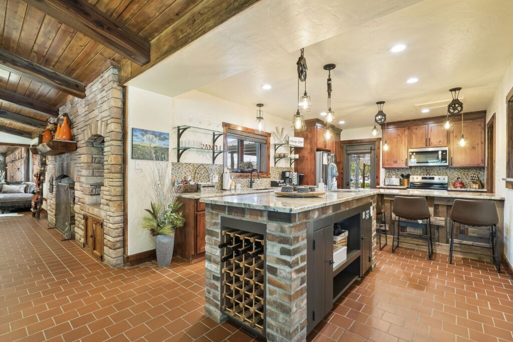 Chef's kitchen at Diamond A Ranch, wedding venue in Texas with lodging.