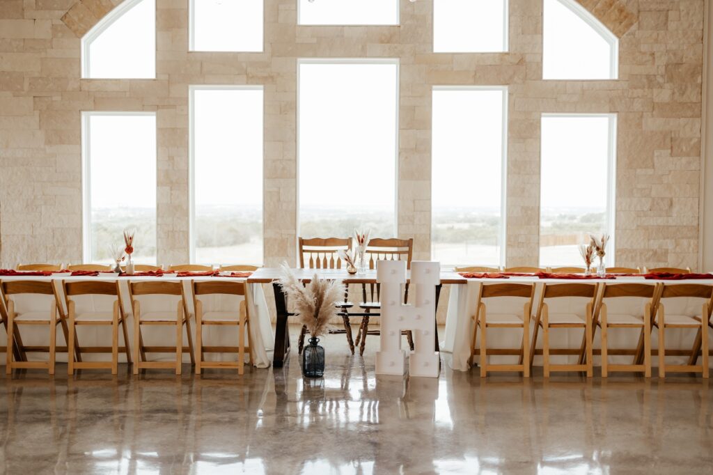 Wedding reception inside the Homestead Saloon at the Dimond A Ranch in Dallas, Texas