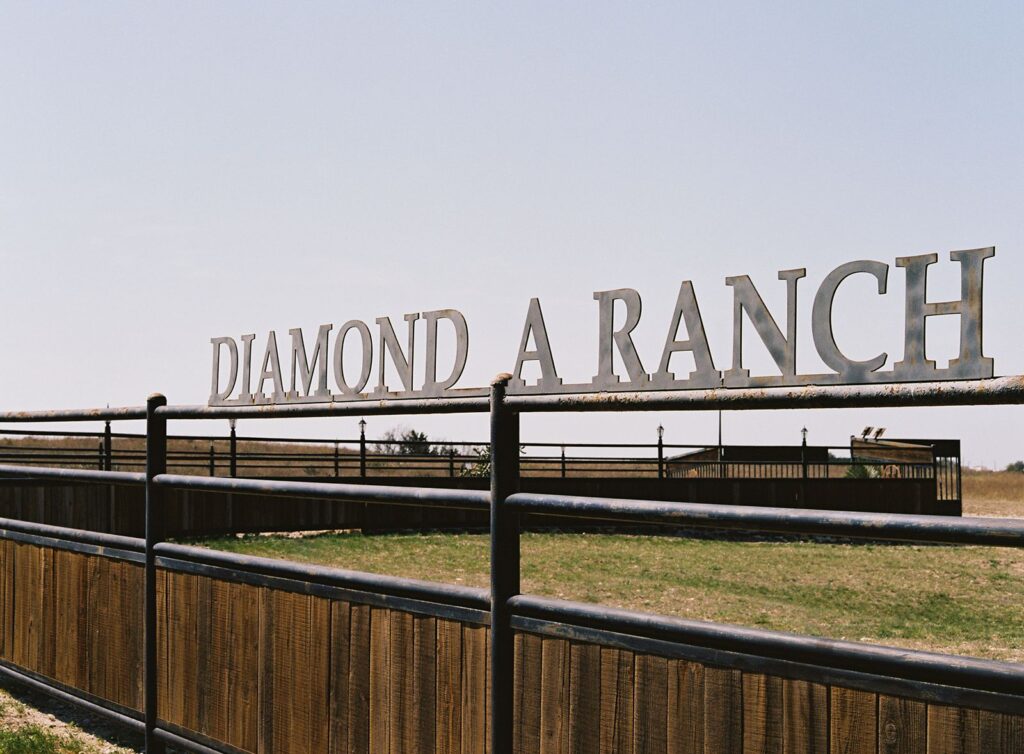 Sign outside of Diamond A Ranch wedding venue in Texas.