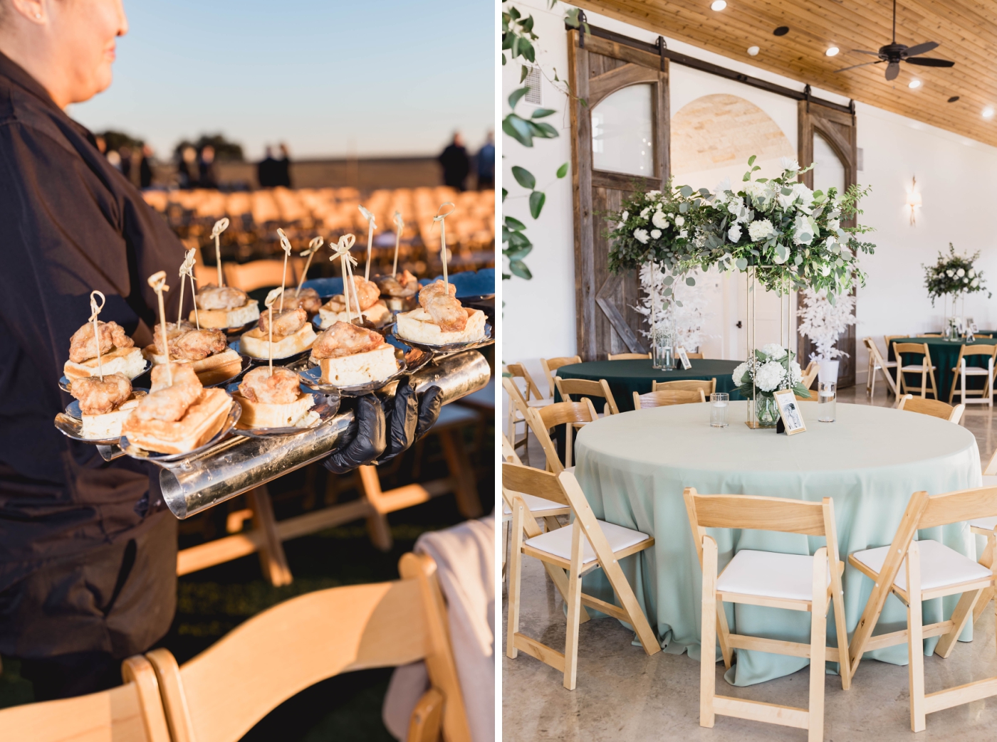 A wedding reception set up at Diamond A Ranch in Fort Worth, Texas 