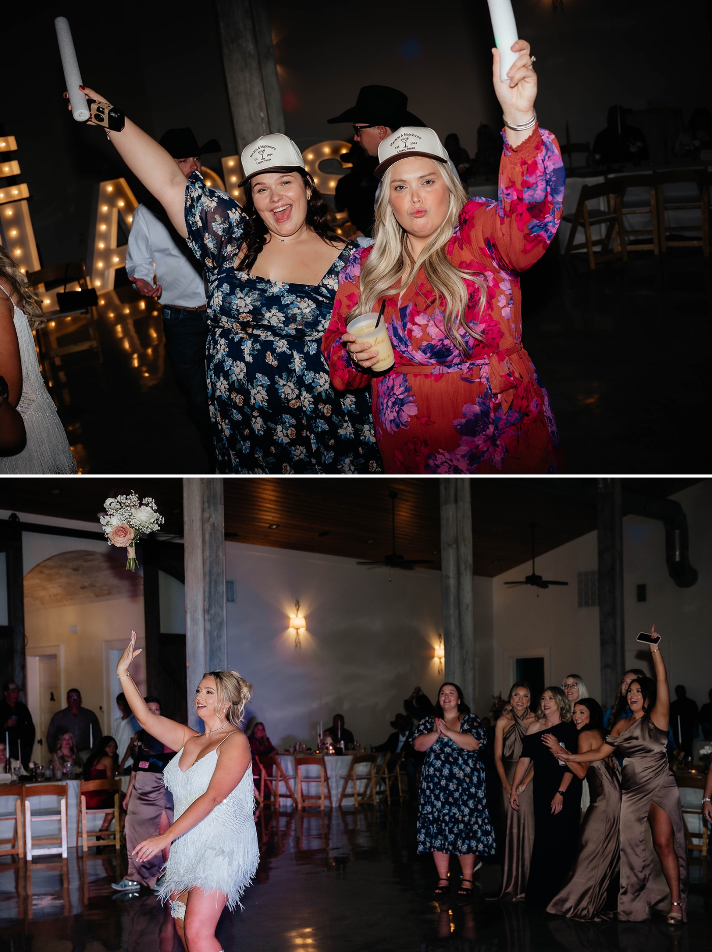A wedding reception full of dancing guests