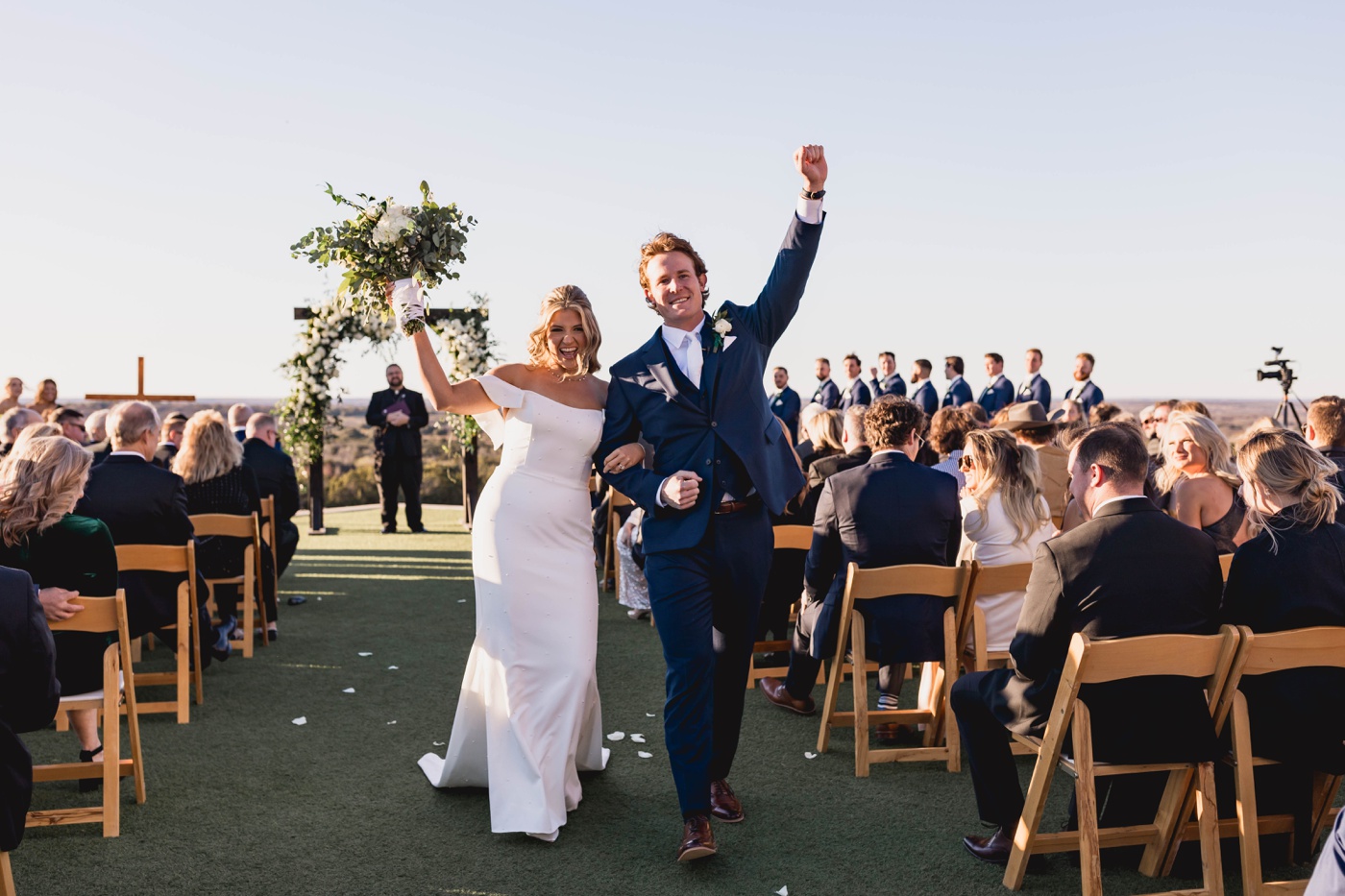 Wedding ceremony on the Saloon Turf at Diamond A Ranch