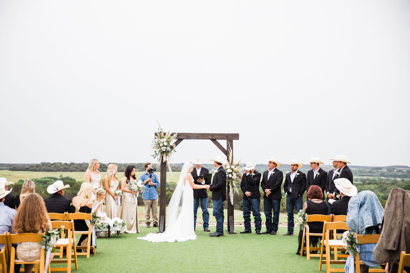 Wedding ceremony on the Saloon Turf at Diamond A Ranch